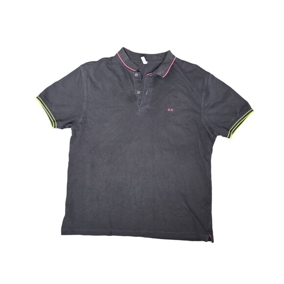 Sun68 Mens Polo Shirt - Dark Gray With Neon Green & Pink Accents size XXL - Picture 6 of 7